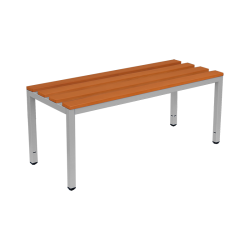 freistehende Sitzbank mit Holzleisten